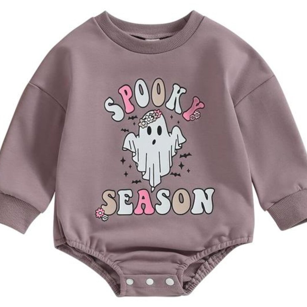 Newborn Halloween Outfit Girl Boy Spooky Season Romper Bubble‎ Sweatshirt